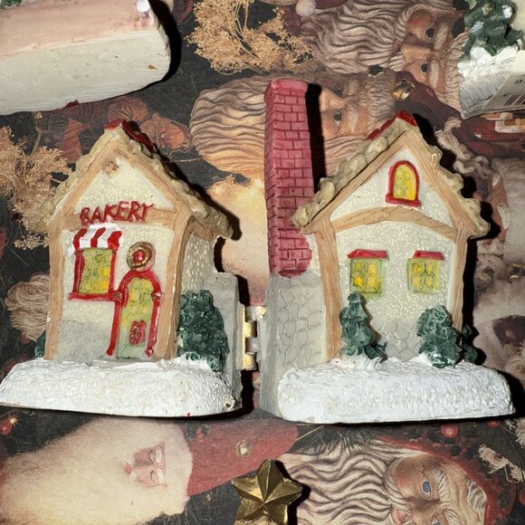Vintage Christmas Village Houses Manger Building Wooden Ornaments Lot Of 4 Mini - Picture 13 of 16